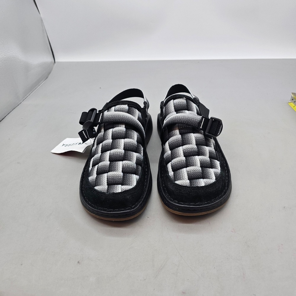 Chaco Paonia Clog Mens 9 Black White Woven Suede Adjustable Buckle Strap Shoes